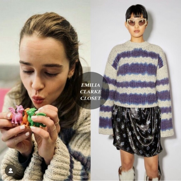 ACNE STUDIOS Kelecta Stripe Wool Blend Sweater In Beige/Blue - Picture 3 of 11